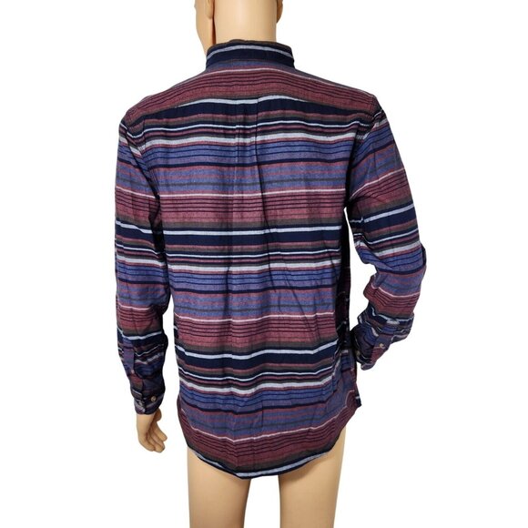 Solaris Men's  Shirt Size  M Button Up Cotton Long Sleeve Striped Blue (38) - Picture 2 of 12